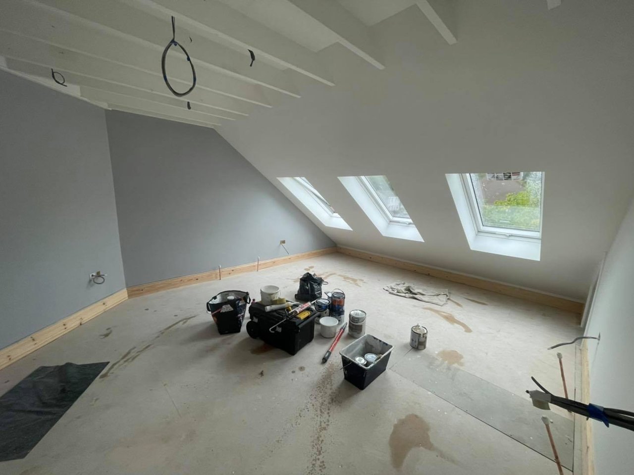 New build loft conversion mid-decoration